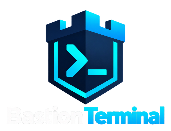 Bastion Terminal lockup with a light wordmark