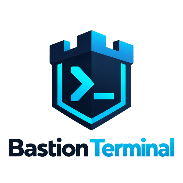 Bastion Terminal lockup with a navy wordmark